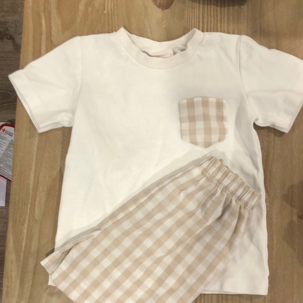 Stitchy Fish toddler boy short set. Size 4T. Worn twice. Shorts run long.